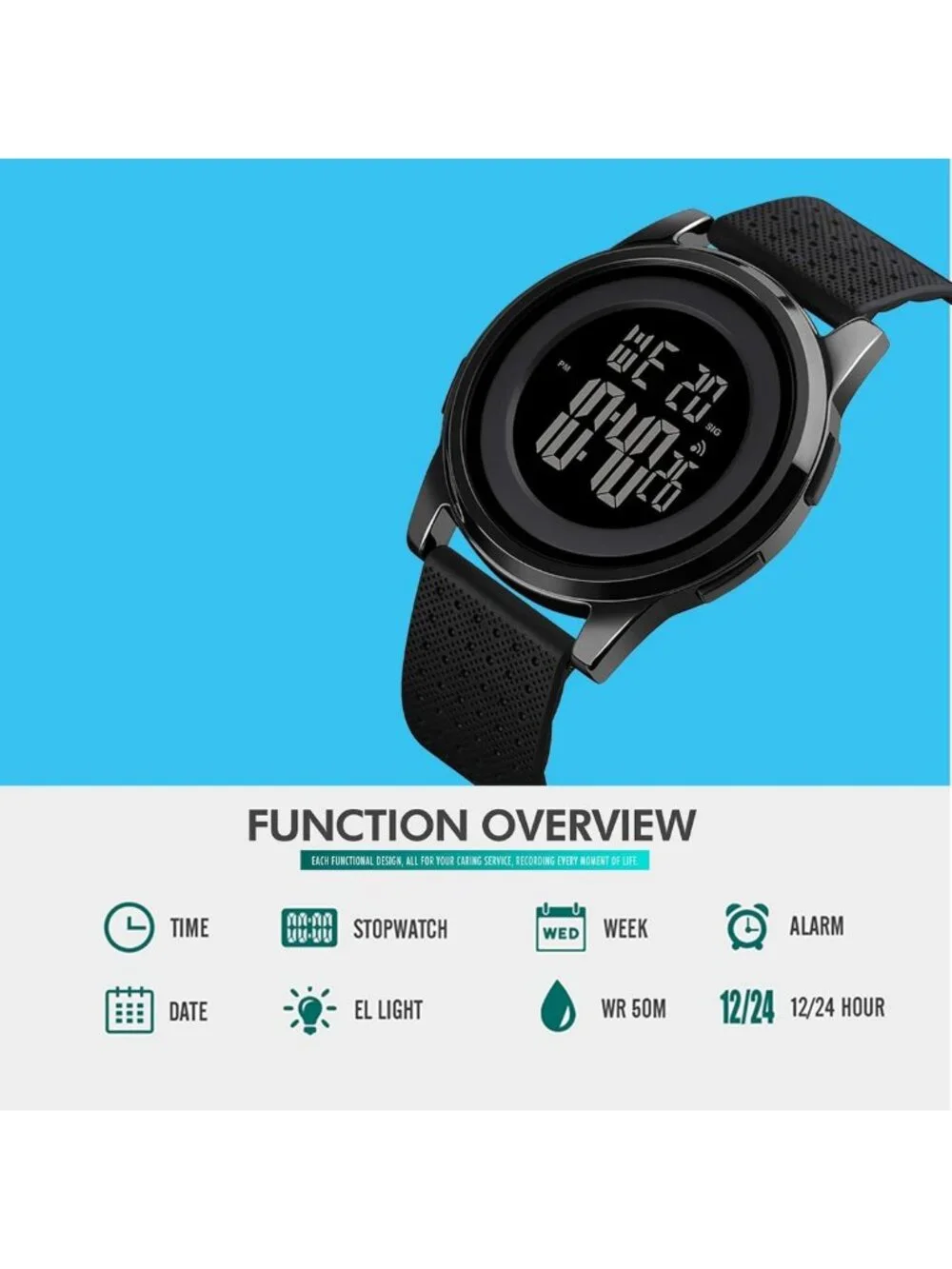 Ultra-Thin Waterproof Digital Sports Watch for Men & Women, Stainless Steel
